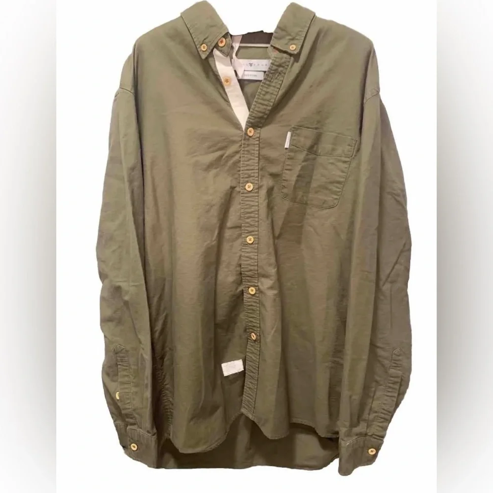 Five Four Button Down Shirt Mens 2Xl Green Long Sleeve Solid Cotton Collared - Picture 1 of 7